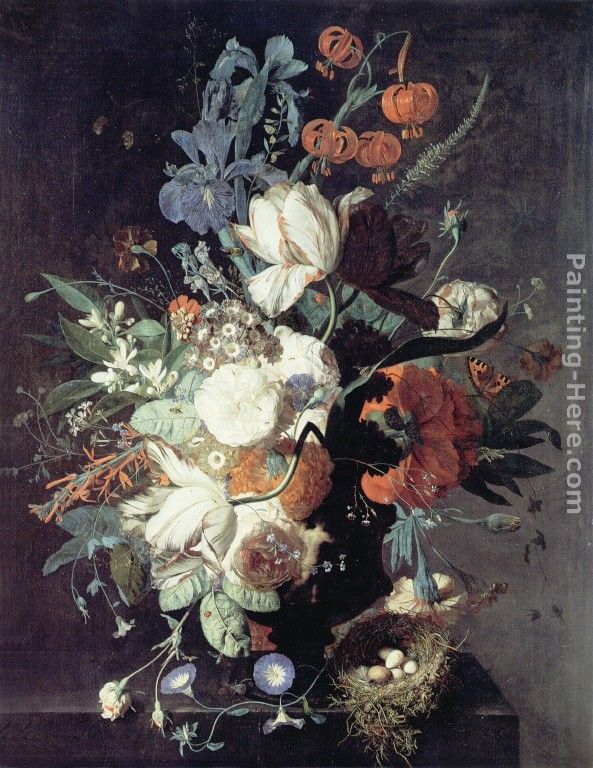 A Vase of Flowers painting - Jan Van Huysum A Vase of Flowers art painting
